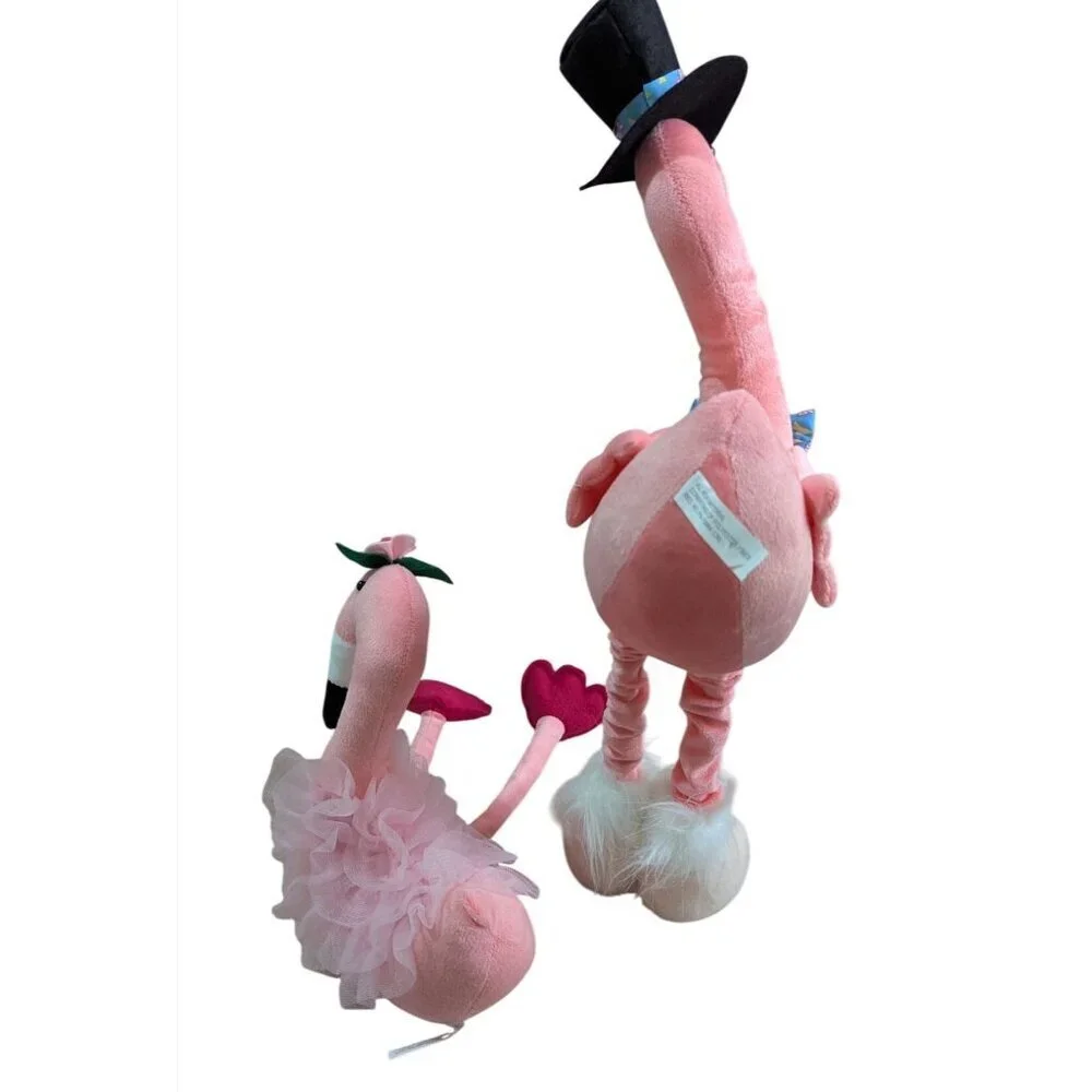 Pink Flamingo Plush Stuffed Animal‎ Set Top Hat Tutu Tropical Decor 22 Inch